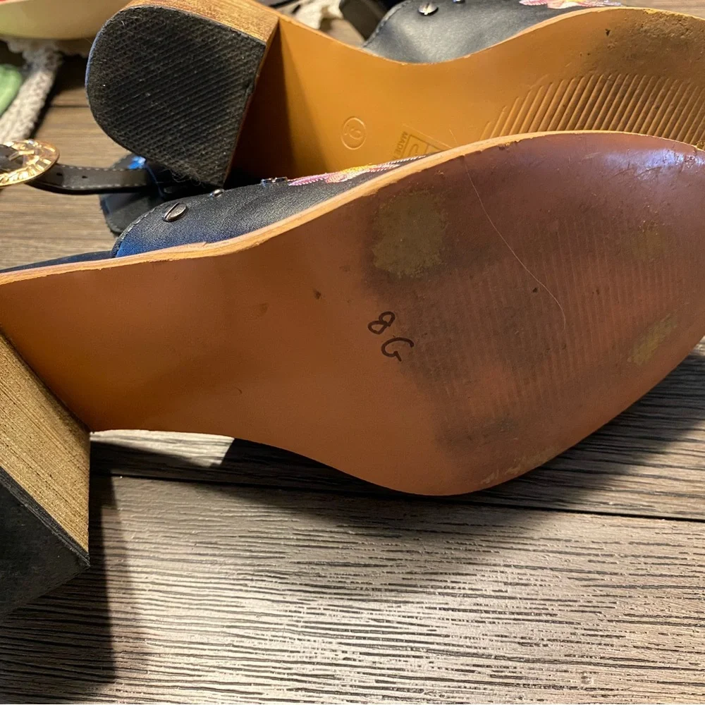 Floral Embroidered Black Ankle Boots - Picture 6 of 6